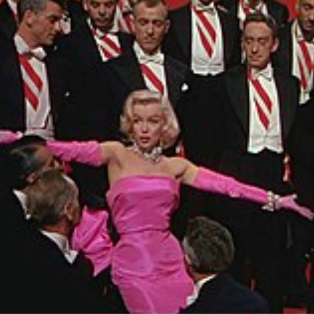 Hot pink Marilyn Monroe satin gloves